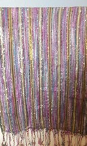 Soft Warm Scarf 74&quot; x 20&quot; Fringe on Each End Soft Colors with Metallic Gold - £23.06 GBP