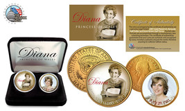 PRINCESS DIANA 1961-2011 50th Birthday 24K Gold USA 2 Coins  Half Dollar Quarter - £14.78 GBP