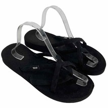 Teva Olawahu women 9 Black Mix Slip on Flip Flop strappy Sandals Shoes 6840 - $26.59