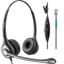 Corded Telephone Headset Dual W/Noise Canceling Mic Compatible With Shor... - £38.45 GBP
