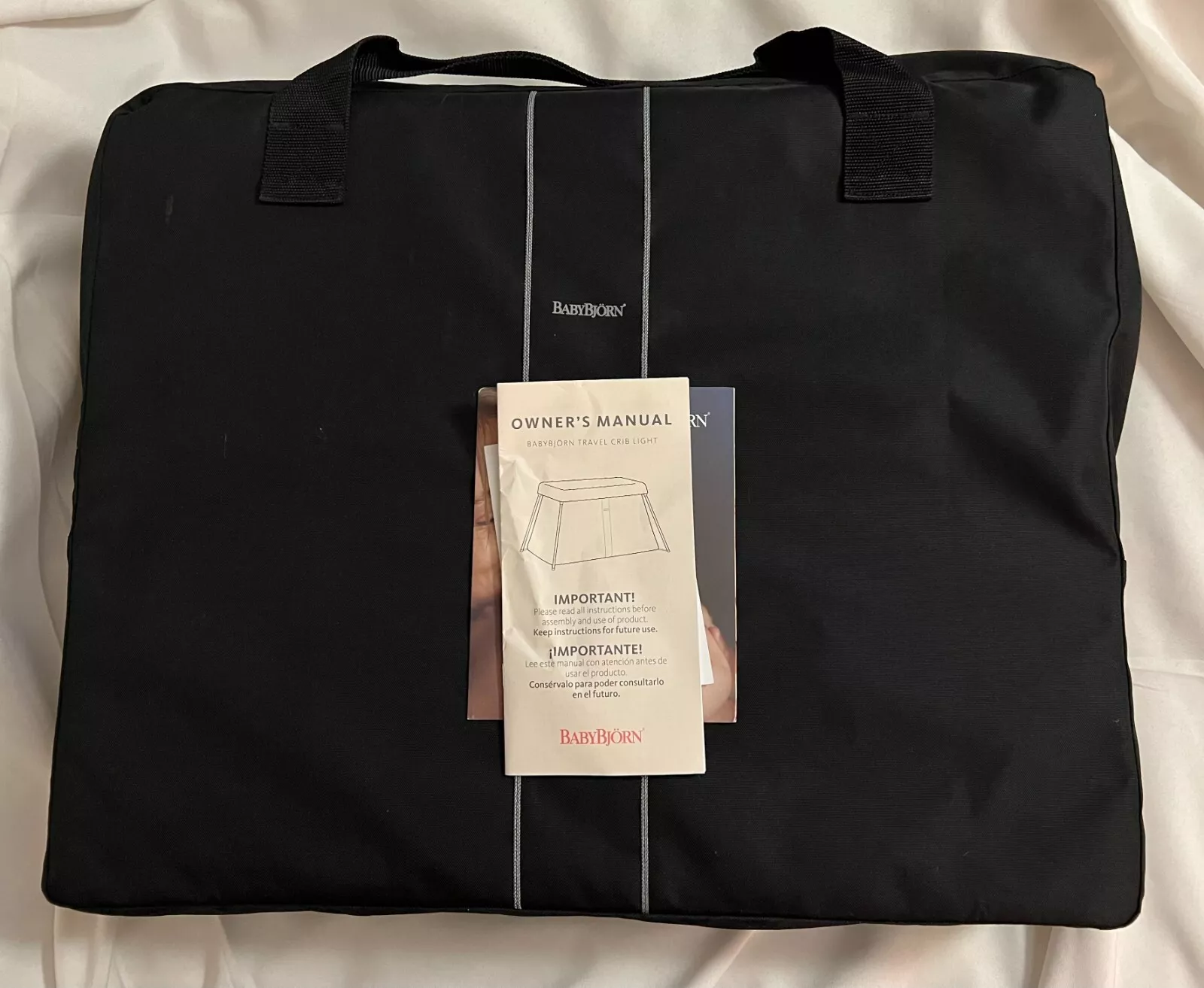 Travel Crib Light w/ Carrying Bag Silver Mesh New - Out of Box - $342.98 CAD