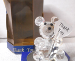 Crystal Creations Glass Teddy Bear THANK YOU #CSH-82 Mirror Base 2 1/2&quot; NOS - $9.89