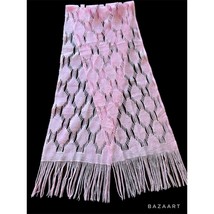 Pink Acrylic 1970&#39;s MCM Winter Scarf With Fringe - £10.27 GBP