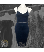 MiaoMiao Womens Navy Blue Floral Lace Sleeveless Bodycon Pencil Knee Dre... - $40.00