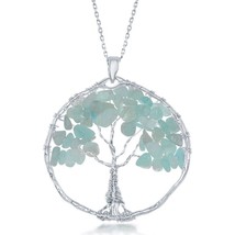 Sterling Silver Aquamarine Beads Tree of Life Pendant - £47.84 GBP