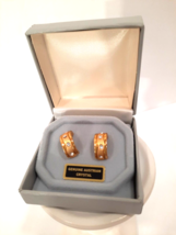 Vintage Austrian Crystal NOS GOLD TONE Earrings Pierced Orig Box Never worn Gift - £11.21 GBP