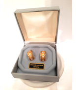 Vintage Austrian Crystal NOS GOLD TONE Earrings Pierced Orig Box Never w... - £10.98 GBP