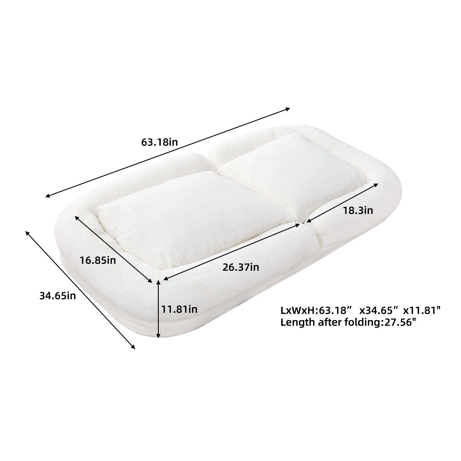 Modern Folding Beige Teddy Sofa Chair: Adjustable for Gaming & Relaxation Item image 3