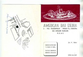 American Bar Esedra Menu 1958 Rome Italy Ice Cream Parlor  - £14.27 GBP