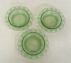 Lot of three matching vintage green glass candy nut dish bowl with lace ... - £26.24 GBP