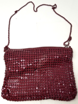 Chain Mail Handbag Cranberry Metal Chain Lattice Look 1980s - £11.93 GBP