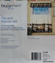 Mainstays Home ~ 3 Pc. Tier &amp; Valance Set ~ Chef Christophe ~ Multicolored - $22.44