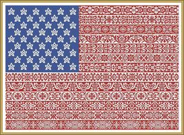 American Flag Cross Stitch Pattern Stars and Stripes Repeating Borders L... - $11.00