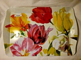 Merritt International Melamine WATERCOLOR TULIPS Rectangular 17&quot; Serving... - £27.96 GBP