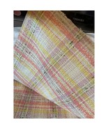 MId Century Woven Plaid Curtain Type Fabric Pink Yellow Tan 110 x 56&quot; - £11.28 GBP