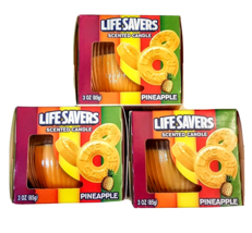 Life Savers Pineapple Candle LOT 3 NEW 3 oz Jar Lead Free Wicks 25 hr GREAT GIFT - £15.59 GBP