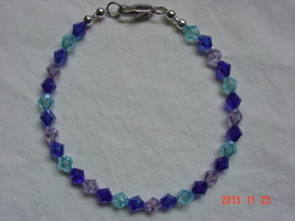 Royal Blue, Aqua Blue, and Light Pink Swarovski Crystal Bracelet - £7.97 GBP