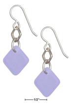 Sterling Silver Lavender Blue Sea Glass Geometric Square Dangle Earrings - £58.45 GBP+