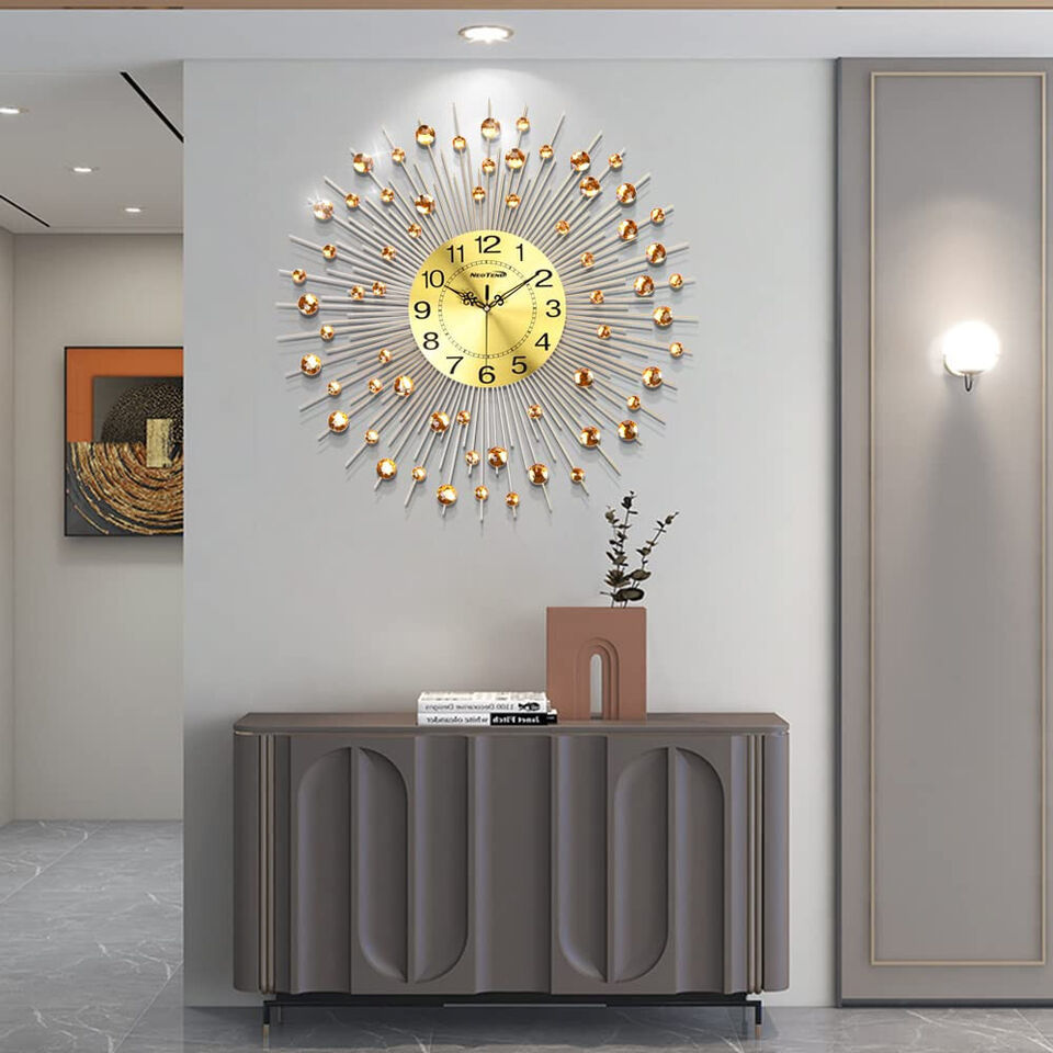Silent Giant Decorative Office Non Ticking Metal Wall Clock Battery Oper... - $224.64