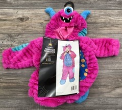 New Toddler Monster Jumpsuit Hooded Costume Pink Blue Plush Outfit 12-18 Months - £17.40 GBP