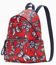 Kate Spade Chelsea Nylon Medium Backpack Red Black Butterflies KB591 NWT $299 FS - £95.24 GBP