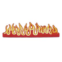 Flame Strip Iron On Patch 5&quot; Fire Biker Rocker Racing Red Embroidered Applique - £2.56 GBP