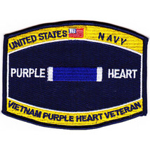 4.5&quot; Navy Combat Wounded Purple Heart Vietnam Veteran Embroidered Patch - £22.66 GBP