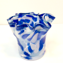 Vintage Hungary Cylinder Vase Candle Holder Amber Brown Splash Color 8&quot; - $25.00