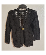 Open Knit Single Button Open Front Sweater Cardigan Black NO SIZE OR MAT... - $14.52