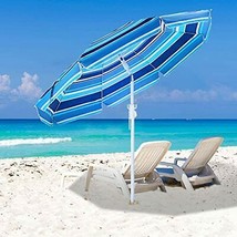 Beach Umbrella 7.5ft Portable Outdoor Umbrellas with Carry Bag Sand Anchor Push - £95.94 GBP