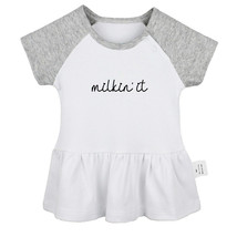 Milkin&#39; It Funny Pattern Dresses Newborn Baby Princess Dress Infant Ruffle Skirt - £10.48 GBP