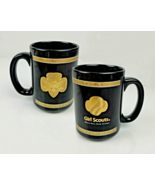 Girl Scouts Coffee Mug Where Girls Grow Strong Black Gold Insignia Logo ... - £9.44 GBP