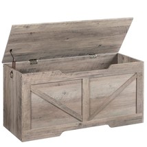 Storage Bench, 39.4 Retro Wooden Storage Chest With U-Shaped Cut-Out Pull, Safet - £116.17 GBP