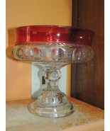Antique EAPG Compote 7&quot; Kings Crown Bohemian Stain Gold Gilt Bowl Ruby F... - $542.73 MXN