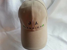 JA JAMAICA 100% COTTON BEIGE &amp; GREEN BASEBALL CAP-ONE SIZE FITS ALL CLEA... - $13.95
