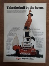 Toro 1970 Vintage Print Ad Lawn Machine Backyard Matador - $8.90