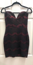 Papaya Women&#39;s Small Lace Dress W/ Heart Cut Bodice Burgundy And Black - £19.07 GBP
