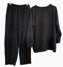 Woman Within 2PC Fleece Sweatshirt Set Plus 18/20 Black Sweatshirt Elastic Pants - £13.75 GBP