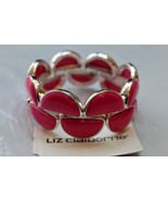 Liz Claiborne Silver Tone Stretch Bracelet Half Moons Hot Pink Color New - £12.87 GBP