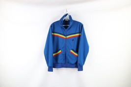 Vintage 70s Hang Ten Surfing Womens Small Rainbow Striped Warm Up Track Jacket - £77.83 GBP