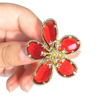 Ajojewel Big Crystal Flower Ring Adjustable Cocktail Rings For Women Anel Weddin - £8.58 GBP