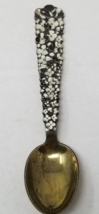 A Michelsen Copenhagen Spoon Sterling Silver Gilt Enamel July 1956 Black White - £44.69 GBP