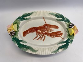 1992 Vintage 3D Fitz and Floyd Lobster Platter Plate 19&quot;x13.5&quot; with Shell handle - $56.09