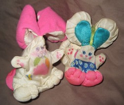 Vintage 1987 Smooshees Cuddlers Fisher Price Rabbit Bunny Pink Purple Toy Lot  - £19.65 GBP