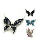 SPARKLING BUTTERFLY BROOCH Pin Crystal NEW Enamel Black Pink Blue HIGH Q... - $8.95