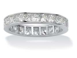 Princess Cut Round Cz Eternity Ring Platinum Sterling Silver 5 6 7 8 9 10 - £241.27 GBP