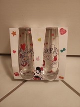 New! Disney Mickey &amp; Minnie Stemless Champagne Flute Glasses Love Set of Two - £23.64 GBP