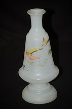 Antique 19th Century Frosted Bristol Art Glass Vase Hand Painted Pontiled Base a - £15.65 GBP