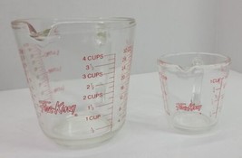 2 VTG Anchor Hocking Fire King Glass Kitchen Measuring Cup Lot 1 &amp; 4 Cups USA 14 - £15.28 GBP