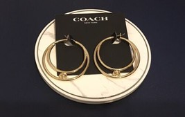 Coach Signature C Double Hoop Gold Plated Brass earrings - £39.16 GBP